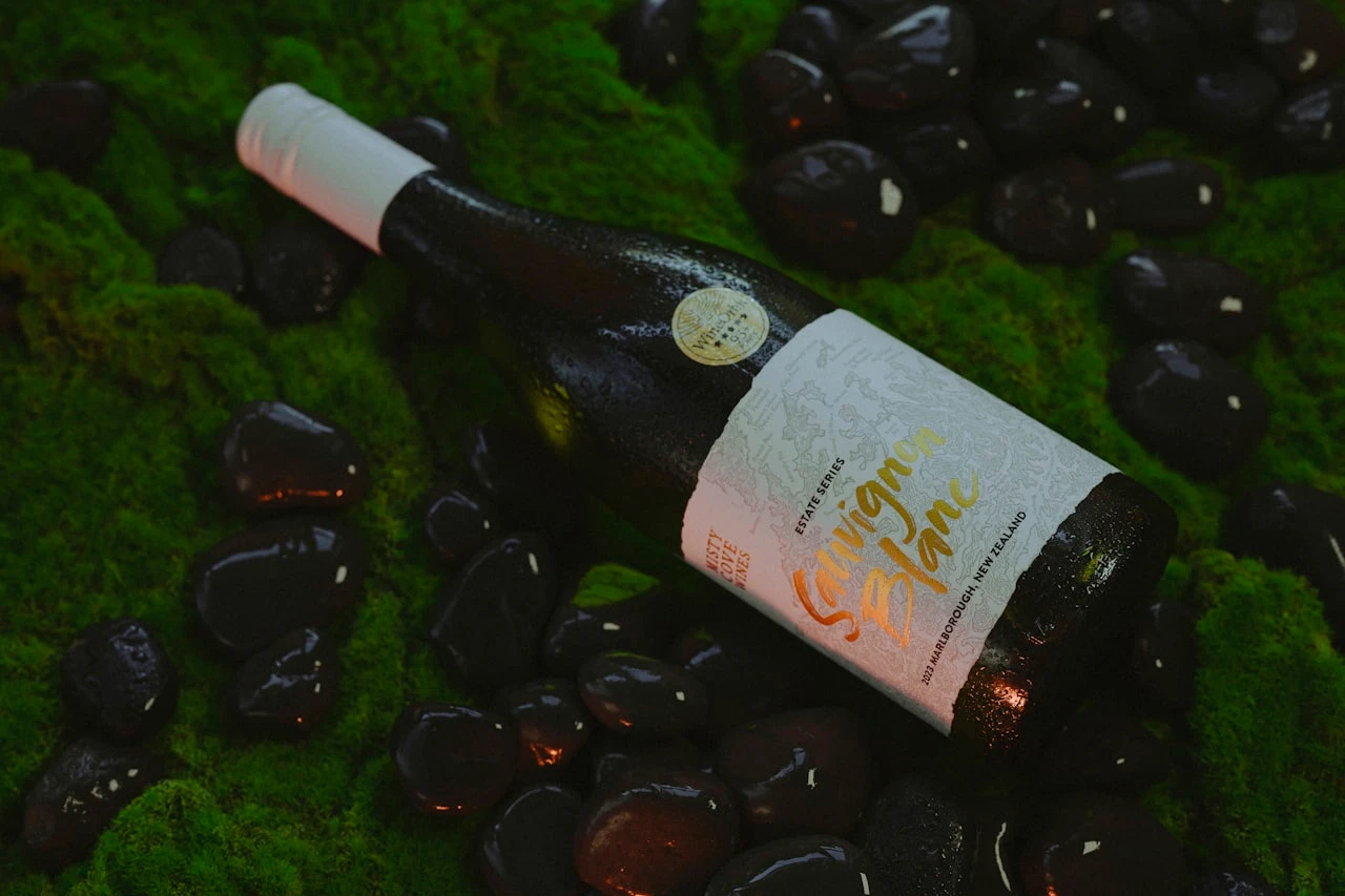 Marlborough Sauvignon Blanc wine bottle from New Zealand vineyard