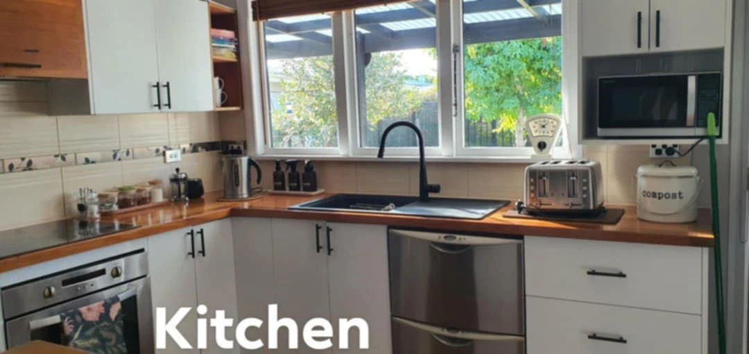 Kitchen worktops and window
